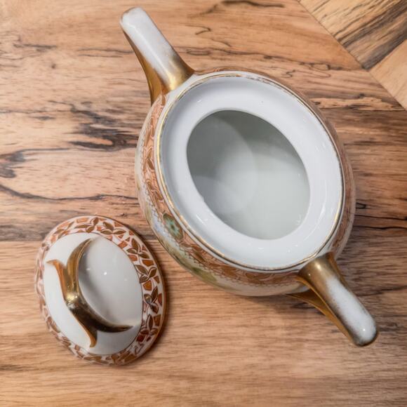 1930's Vintage Royal Rudolstadt Prussia Covered Sugar Dish, Antique Rose Pattern - Picture 5 of 10